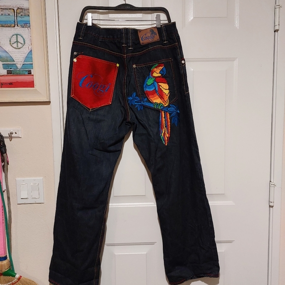 COOGI ARTSY EMBROIDERED MENS DARK WASH JEANS EUC!! - Picture 2 of 15
